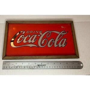 Vintage Coca Cola Mirror Wood Frame Advertisement Framed Logo Sign